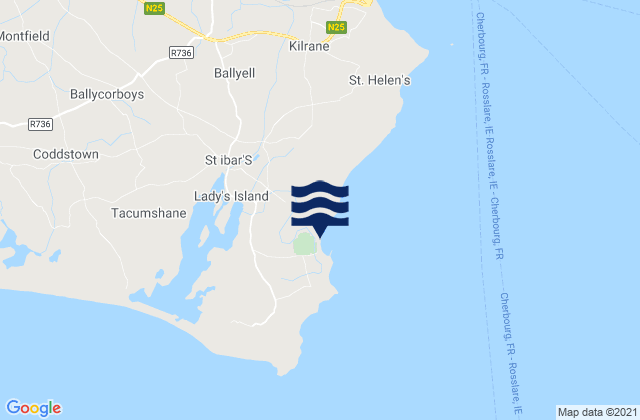 Carte des horaires des marées pour Lady’s Island, Ireland