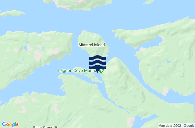 Carte des horaires des marées pour Lagoon Cove, Canada