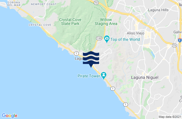 Carte des horaires des marées pour Laguna Beach (Brooks Street), United States