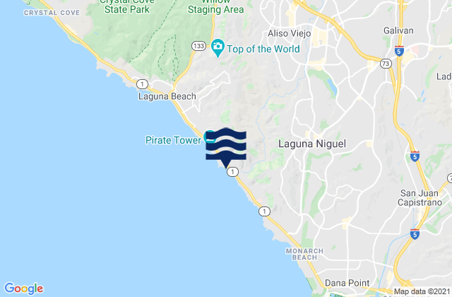 Carte des horaires des marées pour Laguna Beach - South Crescent Bay, United States