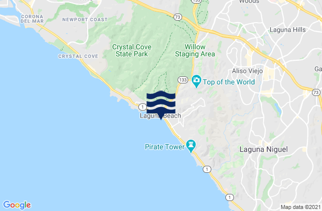Carte des horaires des marées pour Laguna Beach, United States