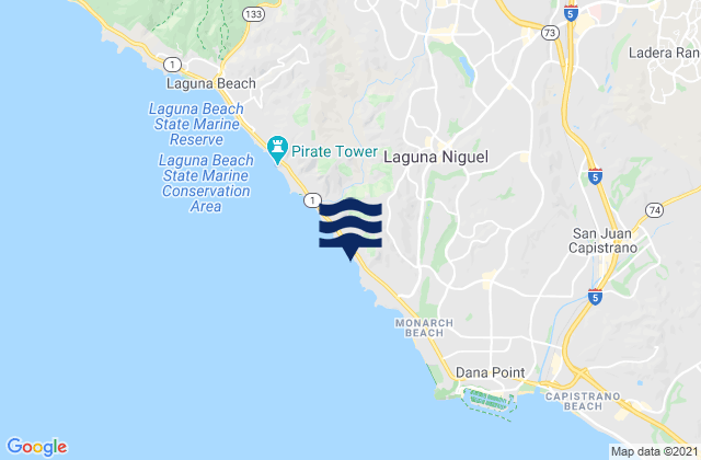 Carte des horaires des marées pour Laguna Niguel, United States