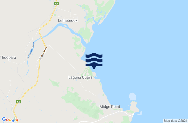 Carte des horaires des marées pour Laguna Quays, Australia