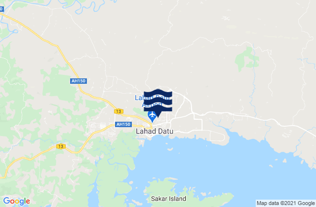 Carte des horaires des marées pour Lahad Datu Darvel Bay, Malaysia