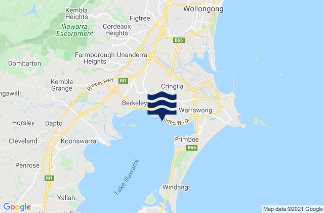 Carte des horaires des marées pour Lake Heights, Australia