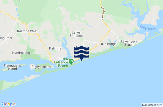 Carte des horaires des marées pour Lakes Entrance, Australia