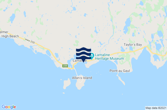 Carte des horaires des marées pour Lamaline Harbour, Canada