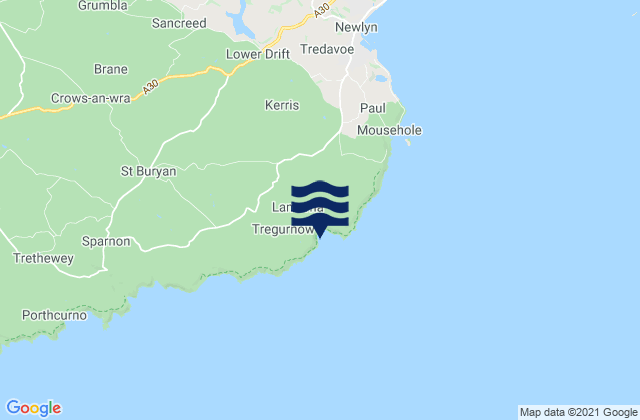 Carte des horaires des marées pour Lamorna Cove Beach, United Kingdom