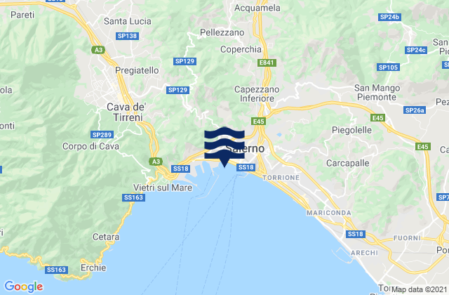 Carte des horaires des marées pour Lancusi-Penta-Bolano, Italy