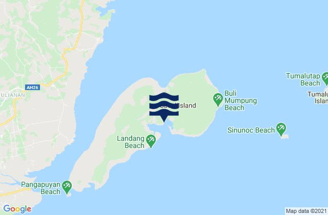 Carte des horaires des marées pour Landang Laum, Philippines