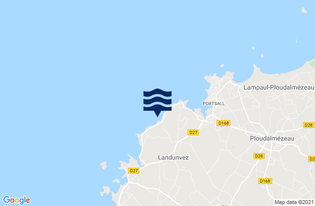 Carte des horaires des marées pour Landunvez, France