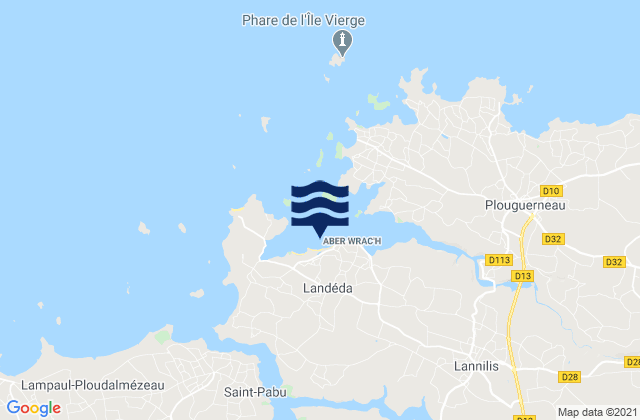 Carte des horaires des marées pour Landéda, France