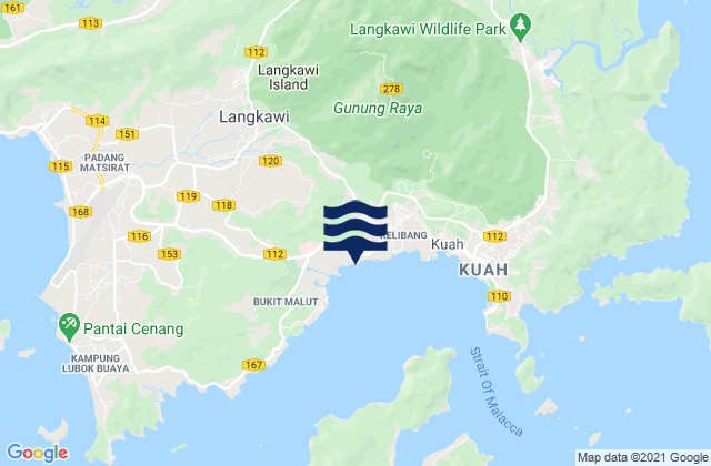 Carte des horaires des marées pour Langkawi, Malaysia