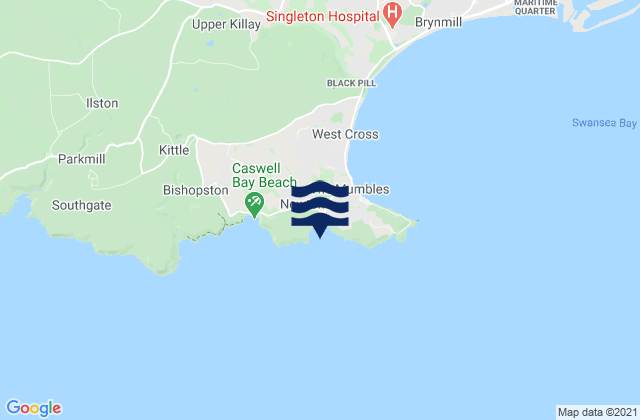 Carte des horaires des marées pour Langland Bay Beach, United Kingdom
