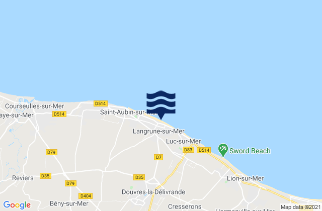 Carte des horaires des marées pour Langrune-sur-Mer, France