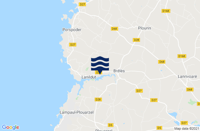 Carte des horaires des marées pour Lanrivoaré, France