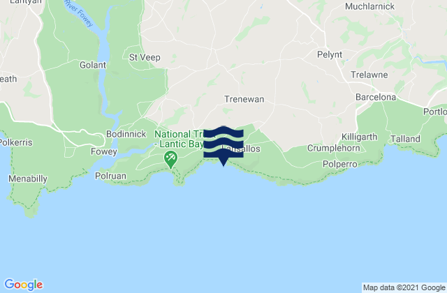 Carte des horaires des marées pour Lansallos Beach, United Kingdom