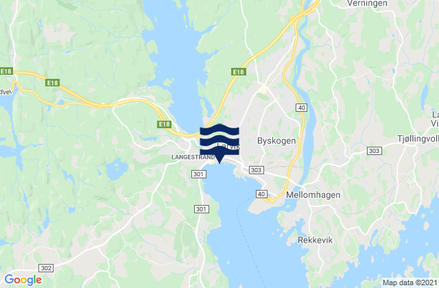 Carte des horaires des marées pour Larvik, Norway