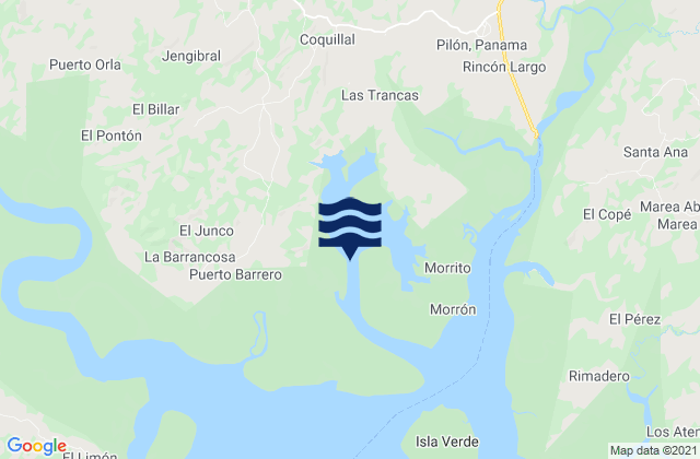 Carte des horaires des marées pour Las Huacas, Panama