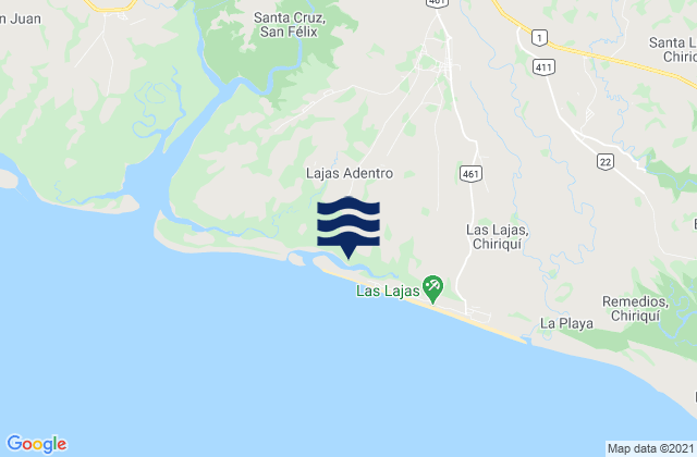 Carte des horaires des marées pour Las Lajas, Panama