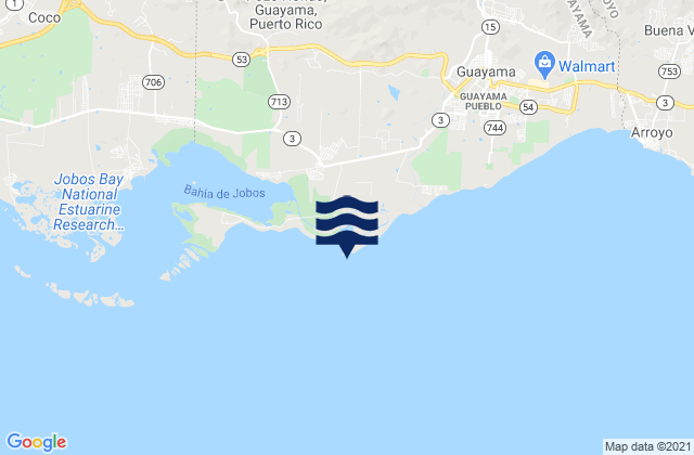 Carte des horaires des marées pour Las Mareas, Puerto Rico