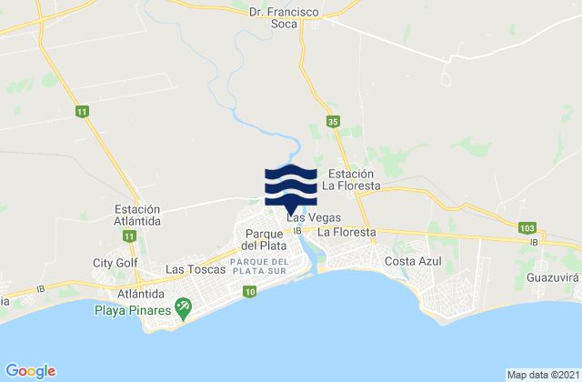 Carte des horaires des marées pour Las Toscas, Uruguay