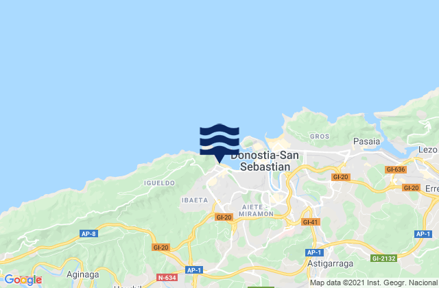 Carte des horaires des marées pour Lasarte, Spain