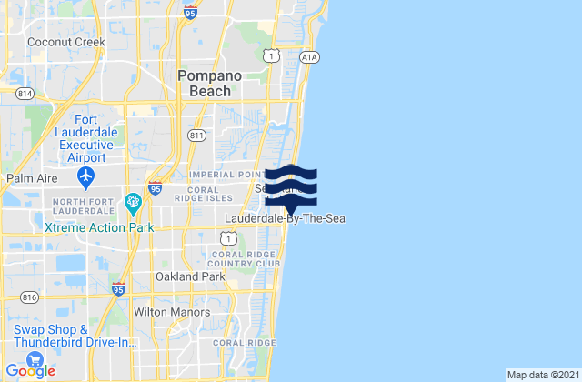 Carte des horaires des marées pour Lauderdale-by-the-Sea, United States