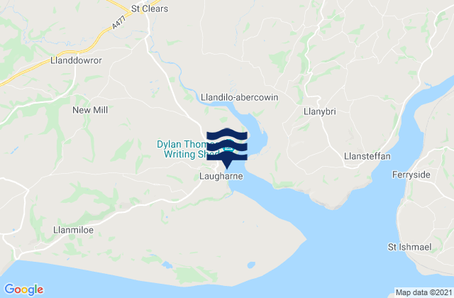 Carte des horaires des marées pour Laugharne Beach, United Kingdom