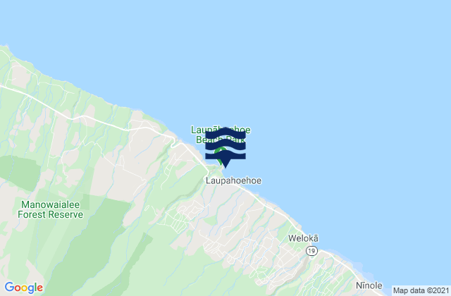 Carte des horaires des marées pour Laupāhoehoe Point, United States