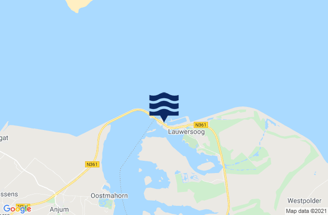Carte des horaires des marées pour Lauwersoog, Netherlands