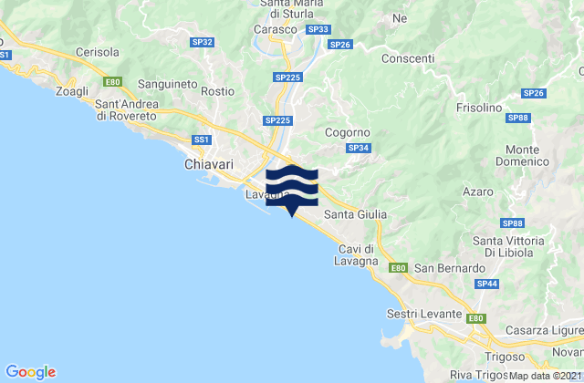 Carte des horaires des marées pour Lavagna, Italy