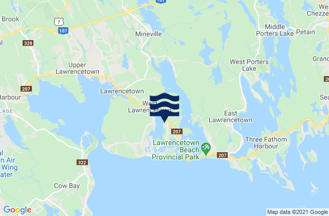 Carte des horaires des marées pour Lawrencetown, Canada