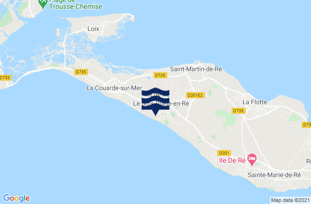 Carte des horaires des marées pour Le Bois-Plage-en-Ré, France