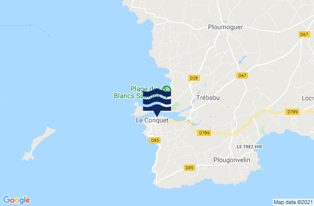 Carte des horaires des marées pour Le Conquet, France