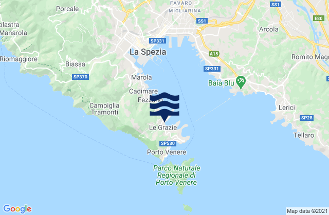 Carte des horaires des marées pour Le Grazie, Italy