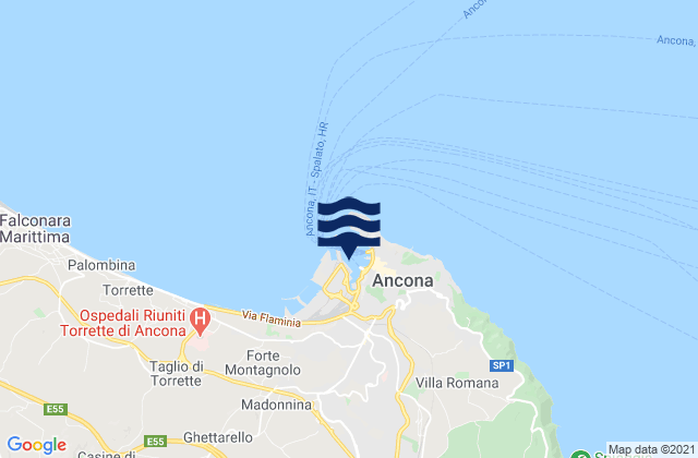 Carte des horaires des marées pour Le Grazie di Ancona, Italy