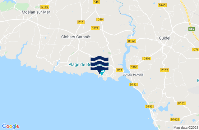 Carte des horaires des marées pour Le Kerou, France