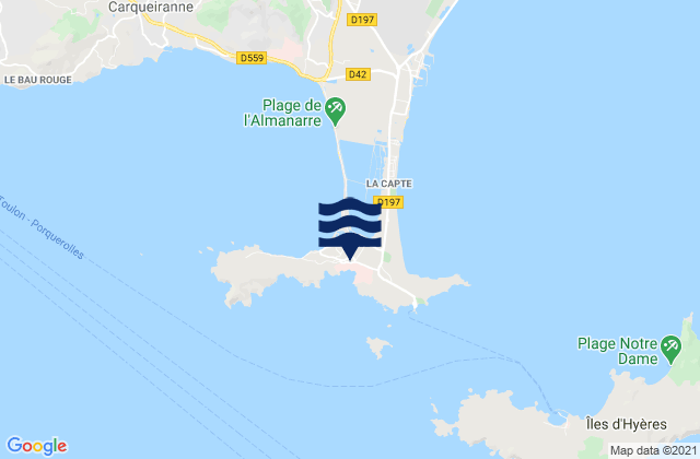 Carte des horaires des marées pour Le Niel Giens, France