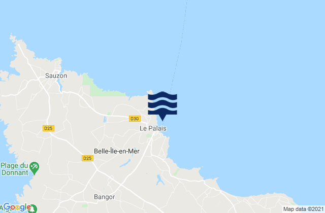 Carte des horaires des marées pour Le Palais (Belle Ile), France