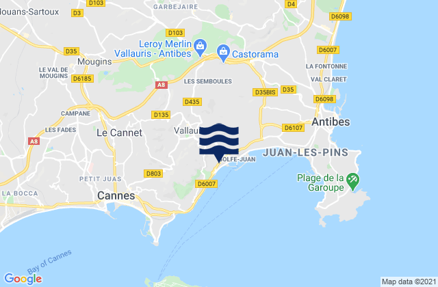 Carte des horaires des marées pour Le Rouret, France