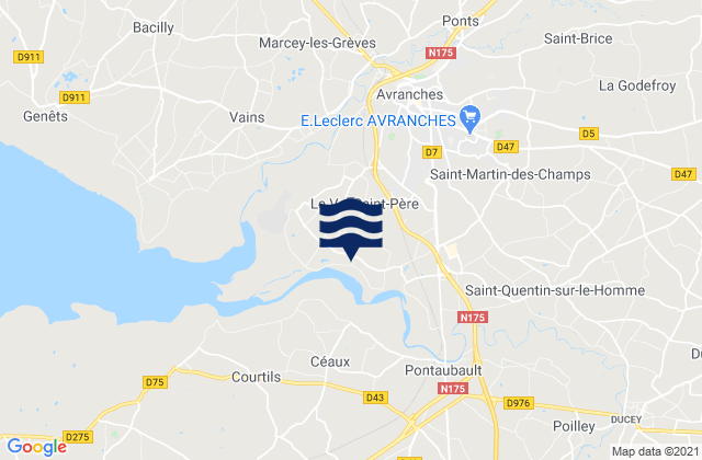 Carte des horaires des marées pour Le Val-Saint-Père, France