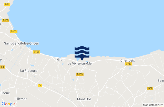 Carte des horaires des marées pour Le Vivier-sur-Mer, France
