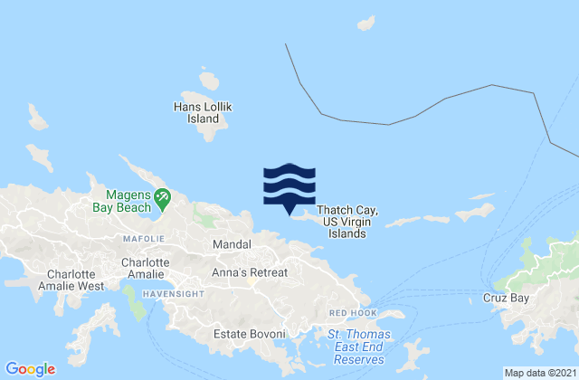 Carte des horaires des marées pour Lee Point, U.S. Virgin Islands