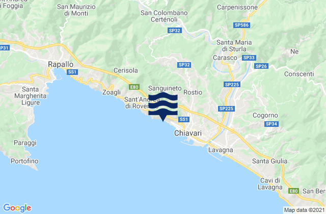 Carte des horaires des marées pour Leivi, Italy
