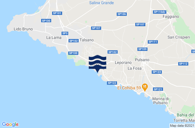 Carte des horaires des marées pour Leporano Marina, Italy