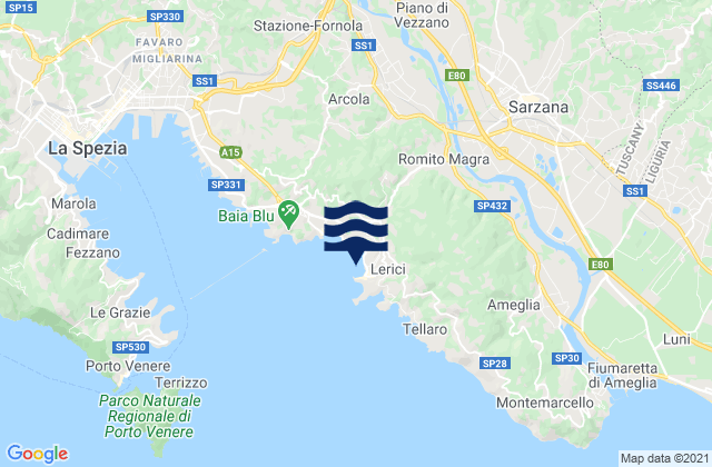 Carte des horaires des marées pour Lerici, Italy
