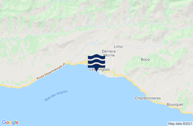 Carte des horaires des marées pour Les Anglais, Haiti