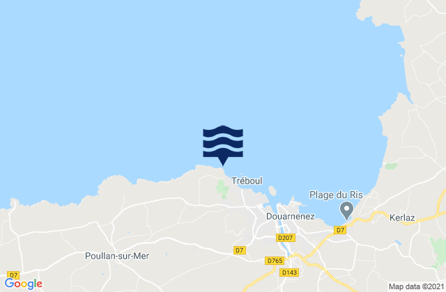 Carte des horaires des marées pour Les Roches Blanches (Pointe Leyde), France