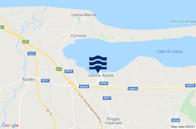 Carte des horaires des marées pour Lesina, Italy